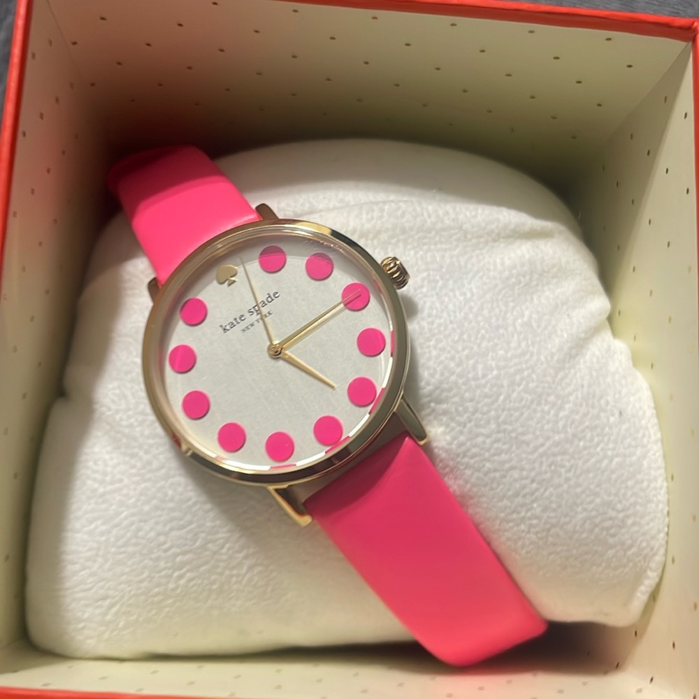 Kate spade metro dot pink leather watch
